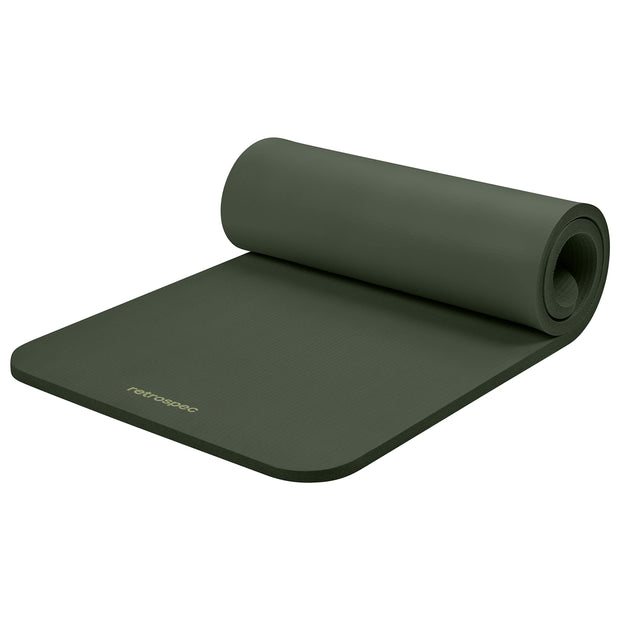 Retrospec Solana Yoga Mat 1" Thick With Nylon Carry Strap for Men & Women - Non Slip Exercise Mat for Home Yoga, Pilates, Stretching, Floor & Fitness Workouts
