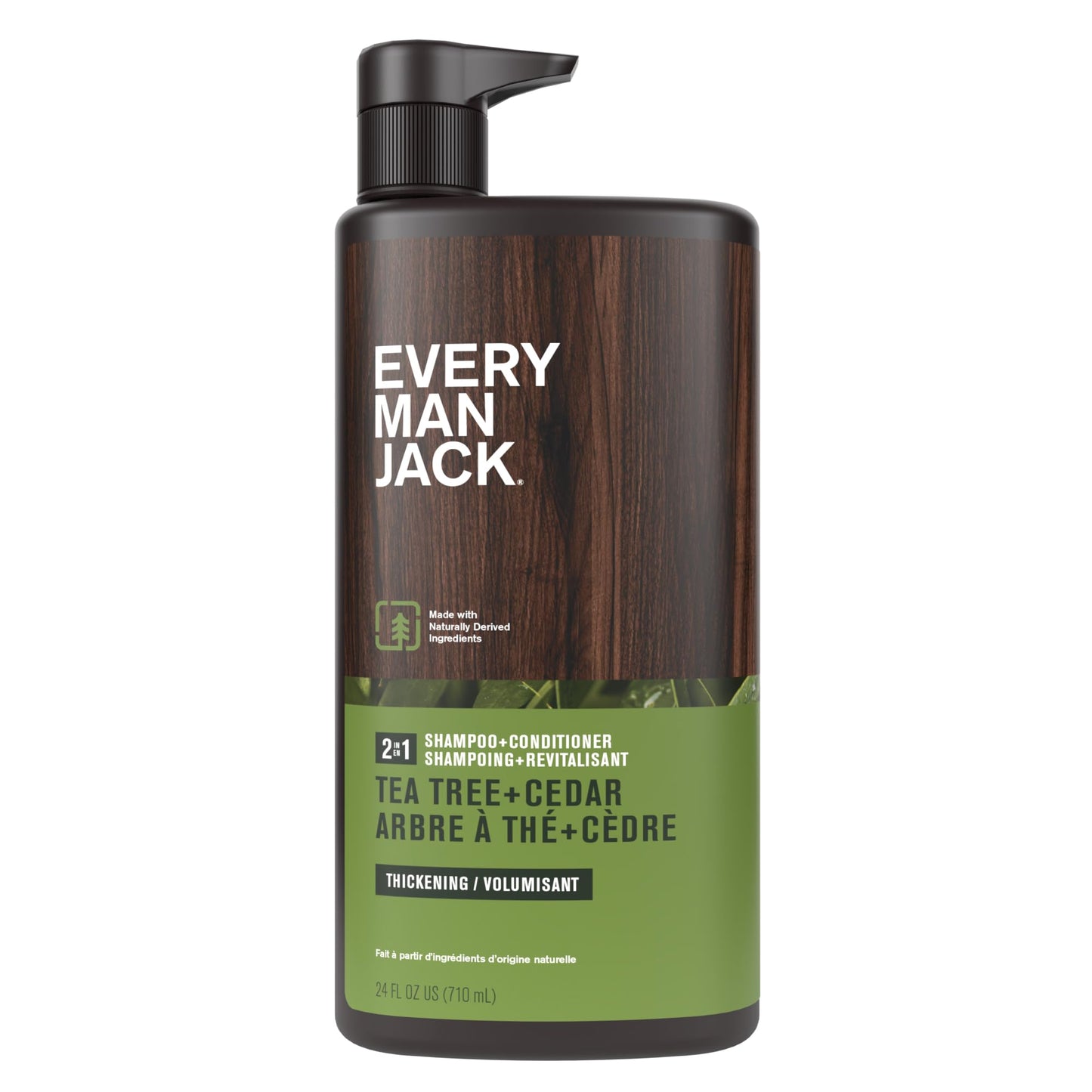 Every Man Jack 2-in-1 Daily Shampoo + Conditioner - Amber + Sandalwood | Nourishing For All Hair Types, Naturally Derived, Cruelty-Free Shampoo and Conditioner Set for Men | 24oz -1 Bottle