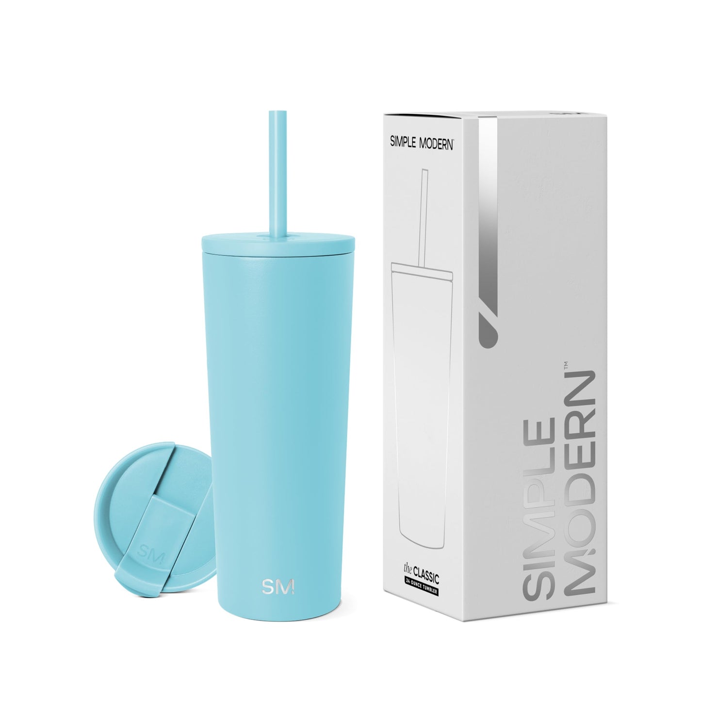 Simple Modern Insulated Tumbler with Lid and Straw | Iced Coffee Cup Reusable Stainless Steel Water Bottle Travel Mug | Gifts for Women Men Her Him | Classic Collection | 24oz | Midnight Black