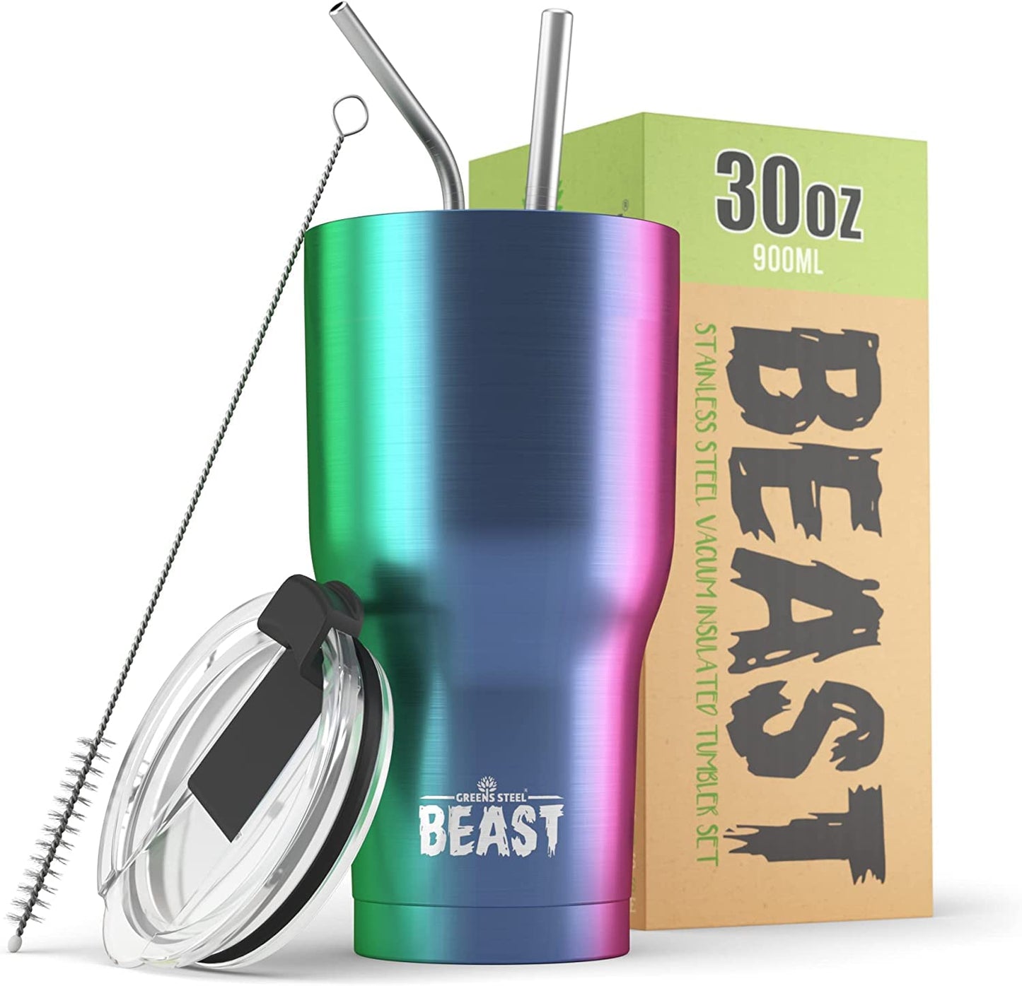 Beast 50 oz Tumbler Stainless Steel Vacuum Insulated Coffee Ice Cup Double Wall Travel Flask (Arctic White)