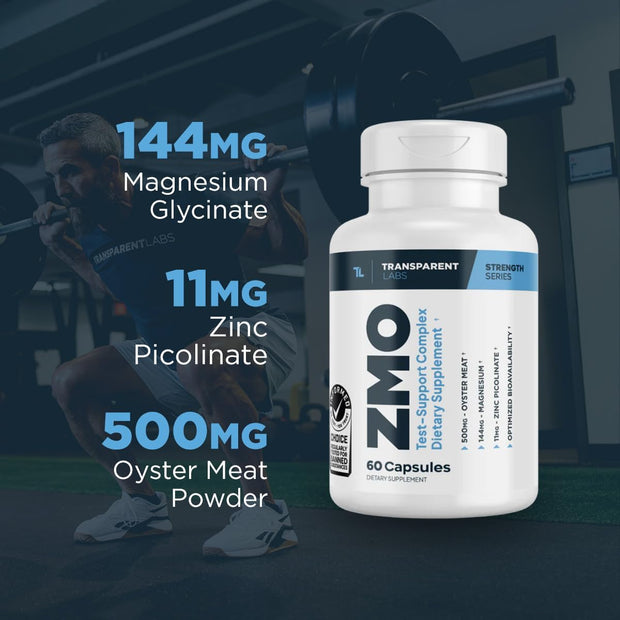 Transparent Labs ZMO - Muscle Builder for Men & Women with Zinc, Magnesium Glycinate, & Oyster Powder for Muscle Recovery - 60 Count