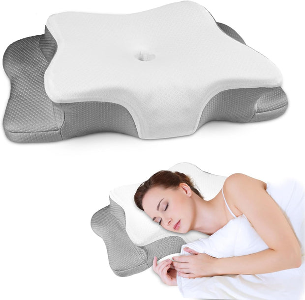 Pain Relief Cervical Pillow for Neck Support,Adjustable Ergonomic Pillow Cozy Sleeping,Odorless Orthopedic Memory Foam Pillows,Contour Bed Pillow for Side Back Stomach Sleeper