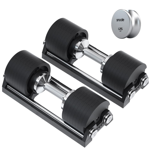 SNODE AD80 Drop Proof 80 lbs Adjustable Dumbbell Set -Adjustable Weights with Cast Iron Plates and Cradle, Knurled Handle, Fast Adjust, Compact Home Gym Equipment for Bench & Press