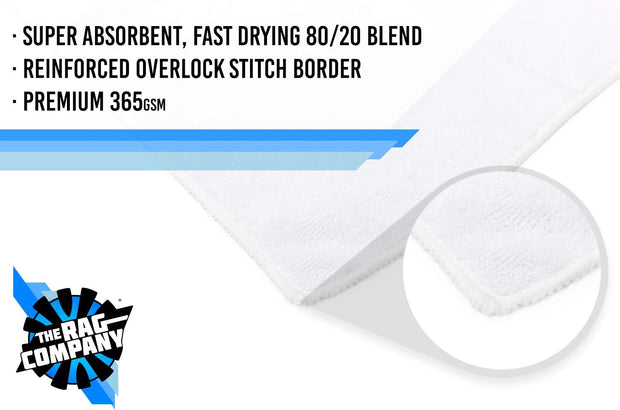 The Rag Company - Sport Towel - Gym, Exercise, Fitness, Sport, Ultra Soft, Super Absorbent, Fast Drying Premium Microfiber, 320gsm, 16in x 27in, White (3-Pack)