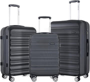Luggage Set with Spinner Wheels and TSA Lock, 3 Pieces Expandable Hardside Suitcase for Travel, Hardshell Luggage Sets, 20", 24", 28", Black
