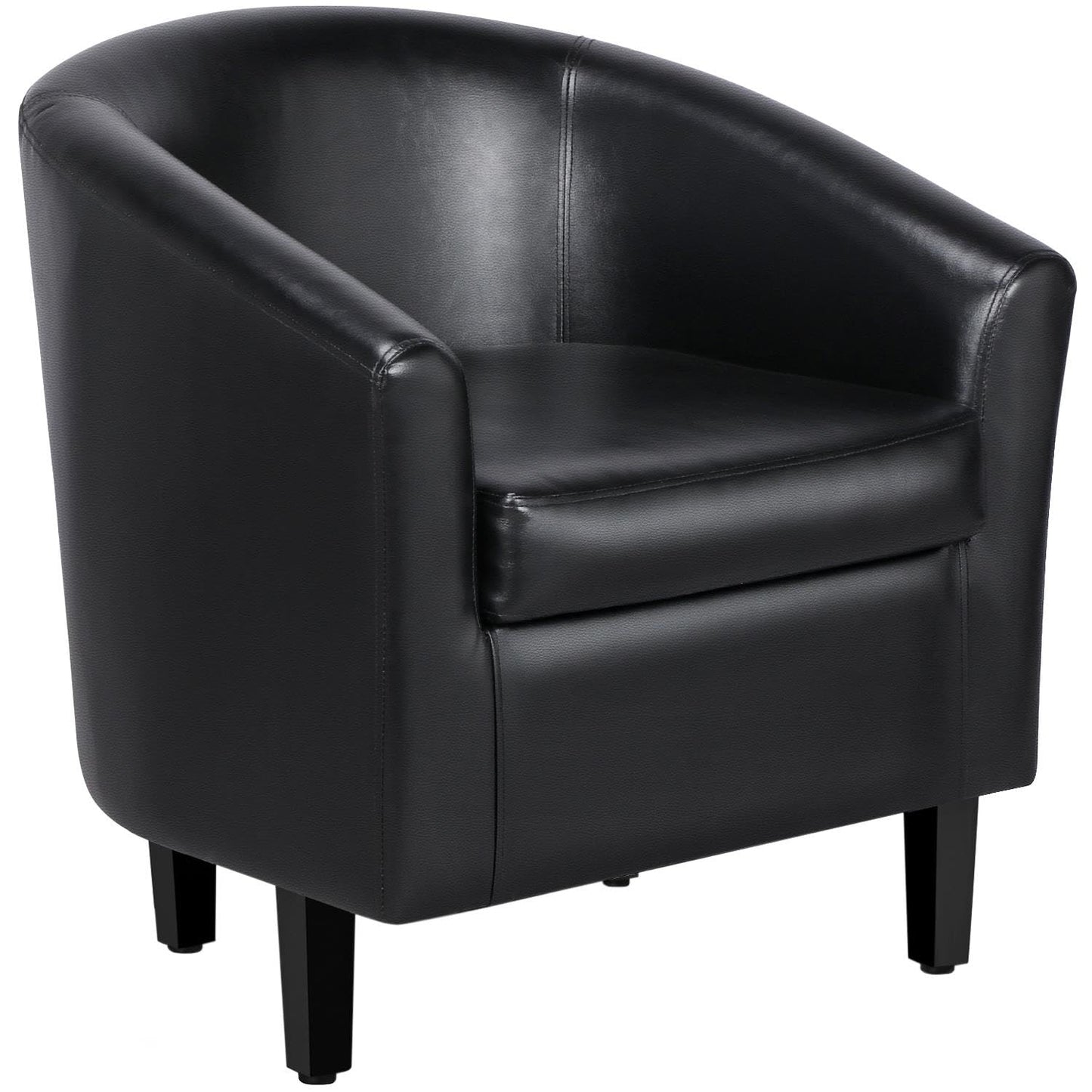 Yaheetech Barrel Chairs Set of 2, Faux Leather Club Armchairs, PU Leather Accent Chairs with Soft Padded Seat for Living Room Bedroom Waiting Reading Room, Black