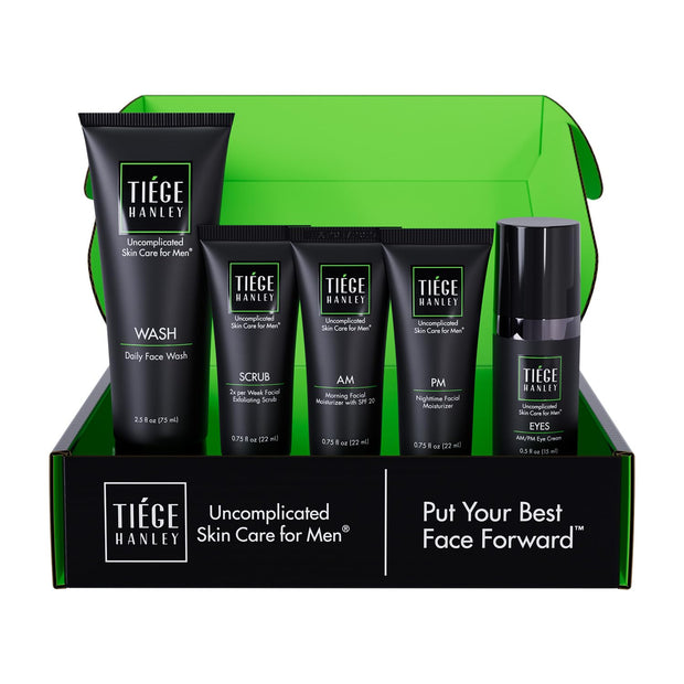 Tiege Hanley Men’s Skin Care Set, Rejuvenation Routine (System Level 5) – Face Wash, Scrub, Moisturizer, Eye Cream, Serum, Clay Mask, Retinol Stick & PM Moisturizer for Anti-aging