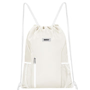 WANDF Drawstring Backpack Sports Gym Sackpack with Mesh Pockets Water Resistant String Bag for Women Men(Black)