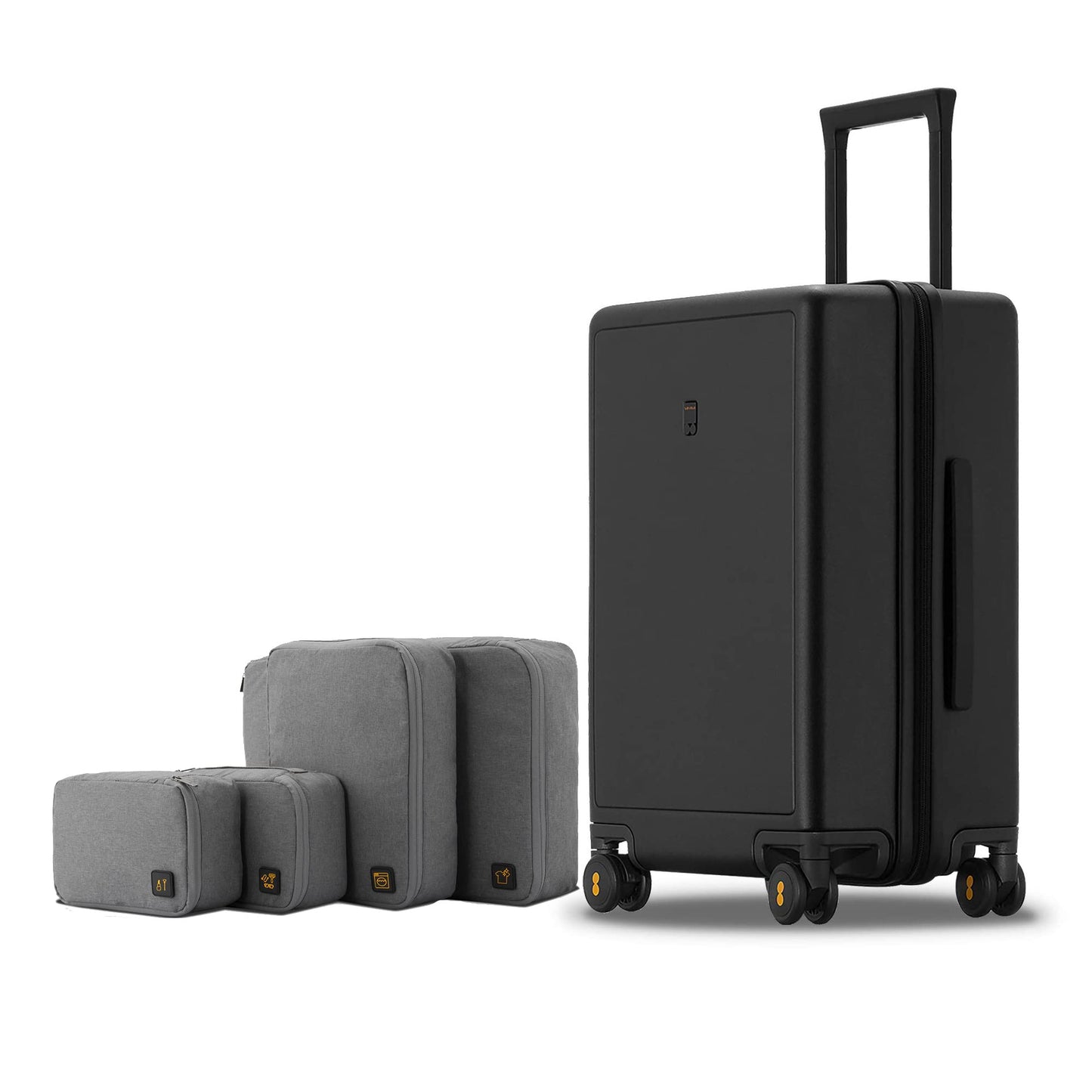 LEVEL8 Elegance Checked Luggage, 24 Inch Hardside Suitcase, Lightweight Matte Hardshell with Tsa Lock, Large Suitcases with Spinner Wheels, Light Blue