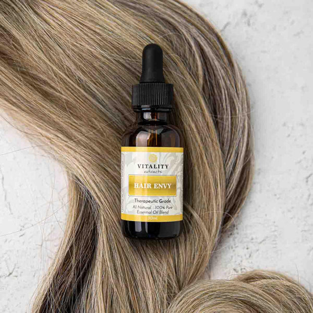 Vitality Extracts Hair Envy - Natural Hair Growth Serum - 100% Pure Essential Oils, 15 Plant Extracts, No Synthetics, No Parabens - Strengthen Hair, Minimize Breakage, Stimulate Follicles