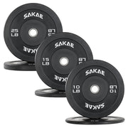 SAKAE Olympic Rubber Bumper Plates, 2-Inch Weight Plate Set with Steel Hub, Ideal for Weightlifting, CrossFit, Strength Training & Home Gym Workout, Available in Single, Pair & Sets, Multiple Sizes