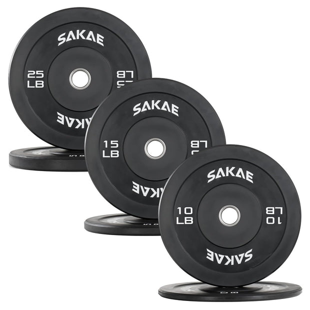 SAKAE Olympic Rubber Bumper Plates, 2-Inch Weight Plate Set with Steel Hub, Ideal for Weightlifting, CrossFit, Strength Training & Home Gym Workout, Available in Single, Pair & Sets, Multiple Sizes