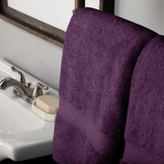 Superior Egyptian Cotton Pile Bath Towel Set of 2, Ultra Soft Luxury Towels, Thick Plush Essentials, Absorbent Heavyweight, Guest Bath, Hotel, Spa, Home Bathroom, Shower Basics, Plum