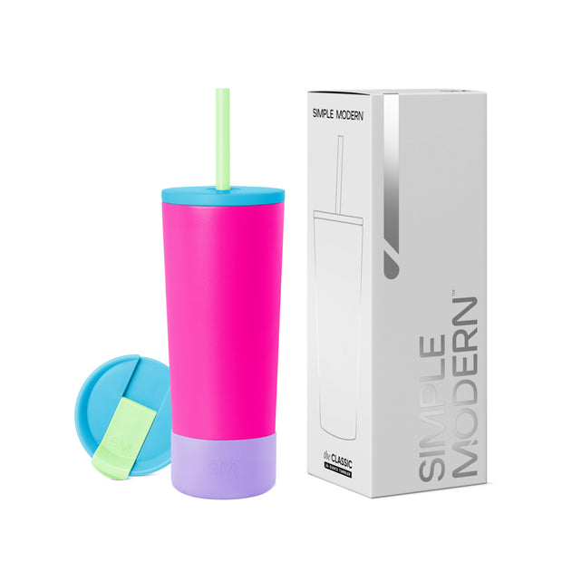 Simple Modern Insulated Tumbler with Lid and Straw | Iced Coffee Cup Reusable Stainless Steel Water Bottle Travel Mug | Gifts for Women Men Her Him | Classic Collection | 24oz | Midnight Black