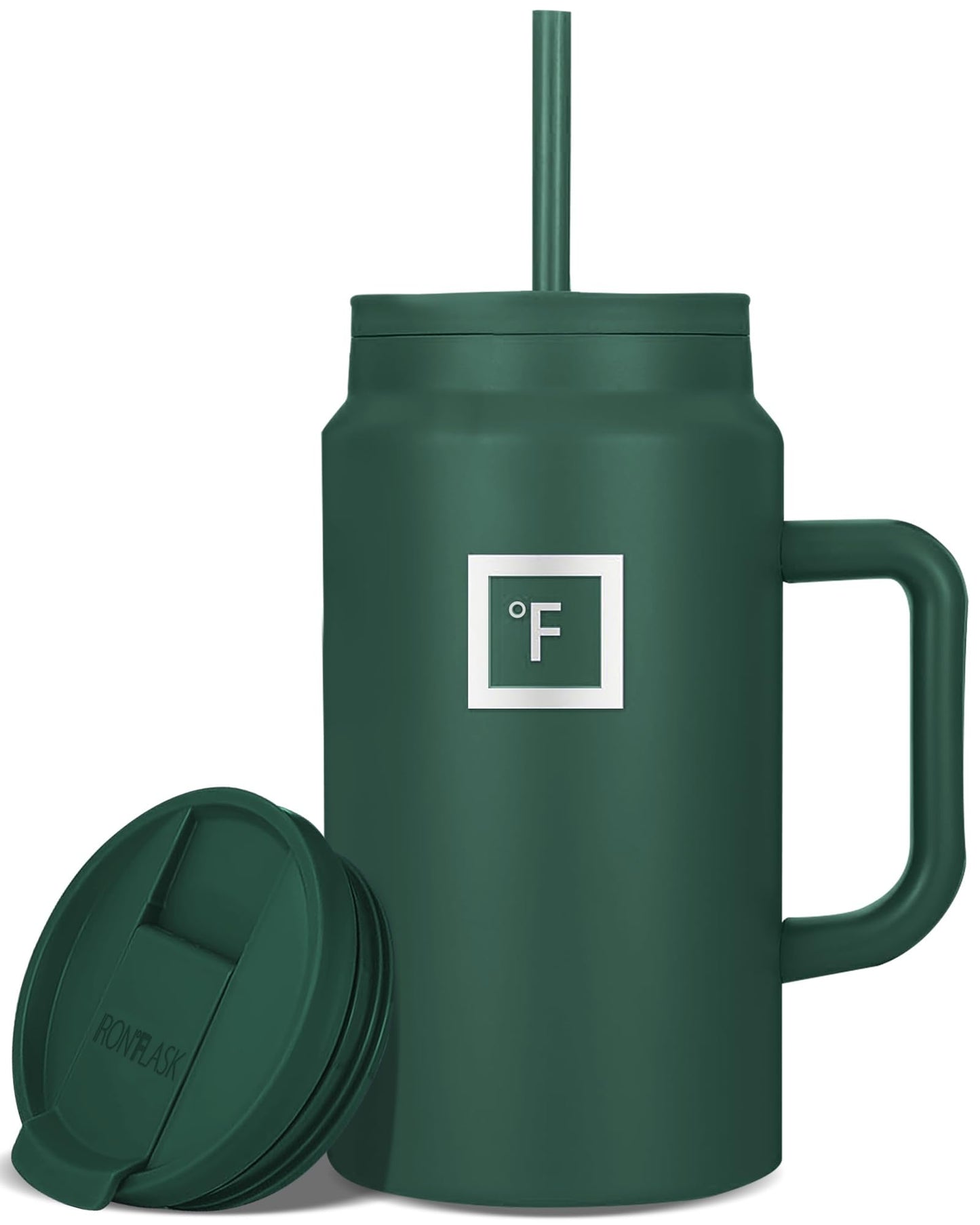 IRON °FLASK Co-Pilot Insulated Mug w/Straw & Flip Cap Lids - Cup Holder Bottle for Hot, Cold Drink - Leak-Proof - Water, Coffee Portable Travel Mug - Aurora, 32 Oz