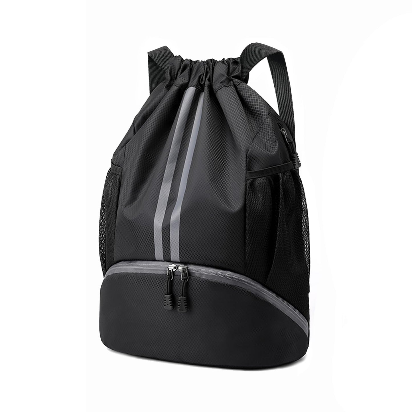 Hoedia Sports Drawstring Backpack - String Swim Gym Bag with Shoes Compartment and Wet Proof Pocket for Women&Men