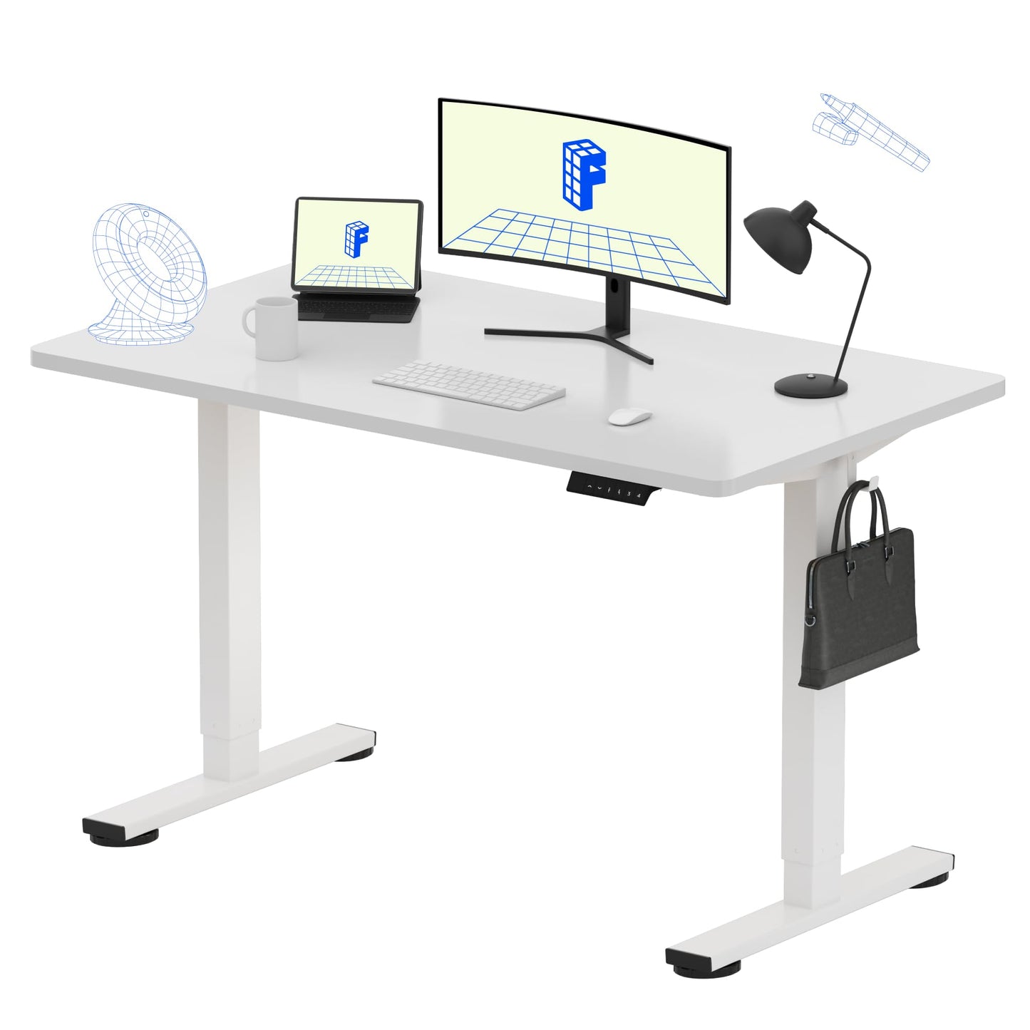FLEXISPOT EN1 Whole-Piece Standing Desk, 48 x 24 Inches Height Adjustable Desk Stand up Desk Home Office Table for Computer Laptop (White Frame + Maple Desktop)