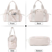 Small Gym Bag for Women, Mini Crossbody Gym Duffle Bag with Wet Compartment, Carry on Gym Tote Bag for Workout Dance Sport Travel (Mini-Beige)