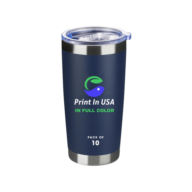 Personalized Custom Print in USA Tumbler 20oz Stainless Steel Double Wall Coffee Cup with Lid & Straw Insulated Tumbler with Colorful Text Logo Photo