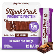 Munk Pack Peanut Butter Cup Probiotic Keto Protein Bars Stocking Stuffers | 15g Plant Protein, 1g Sugar, 4g Net Carbs | Non-GMO, Plant-Based, Low Sugar, Gluten-Free Snacks | 12 Count