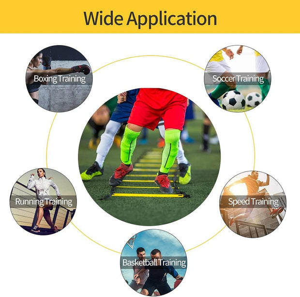 1/2/4 Pack 12 Rungs Agility Ladder Set, Training Ladder with Steel Stakes and Carry Bag for Soccer, Speed Fitness Feet Training