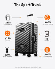 LUGGEX Trunk Luggage, Large Suitcases with Shock-Absorbing Spinner Wheels, Deep Capacity Expandable Hard Shell Suitcase 28 Inch, Charcoal Metallic, 92.2L