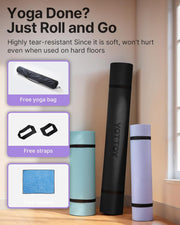 YOTTOY Large Yoga Mat (75 * 52 * 1/2inch),Extra Wide TPE Exercise Mat,Non-Slip Workout Mat for Pilates, Fitness, Barefoot, Home Gym Studio with Strap and Towel