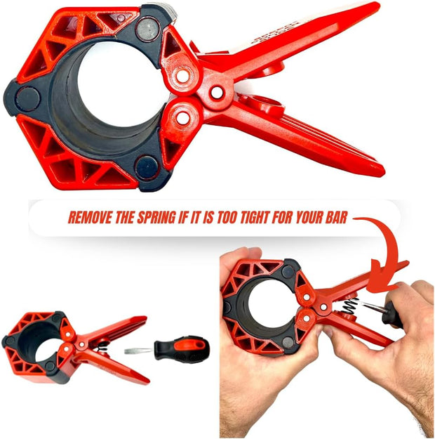 Next Gen Barbell Clips for crossfitters, Max Weight Capacity, Optimized Bar Locks for Olympic & Power Lifting (Red, Set of 2 Clamps)