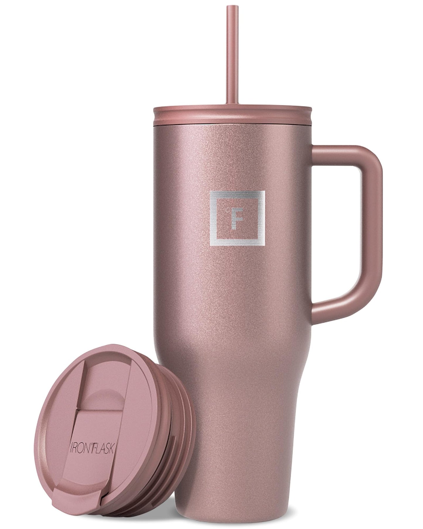 IRON °FLASK Co-Pilot Insulated Mug w/Straw & Flip Cap Lids - Cup Holder Bottle for Hot, Cold Drink - Leak-Proof - Water, Coffee Portable Travel Mug - Aurora, 32 Oz