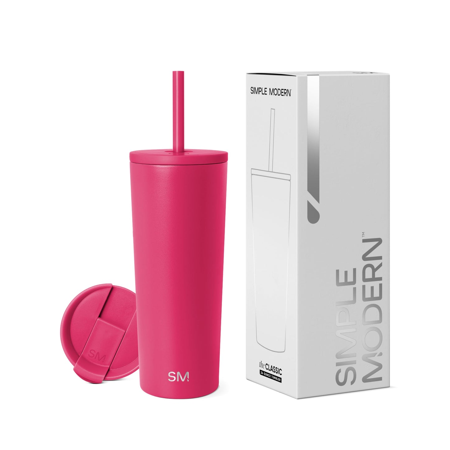 Simple Modern Insulated Tumbler with Lid and Straw | Iced Coffee Cup Reusable Stainless Steel Water Bottle Travel Mug | Gifts for Women Men Her Him | Classic Collection | 24oz | Midnight Black