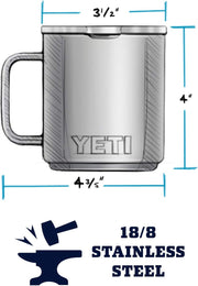 YETI Rambler 10 oz Stackable Mug, Vacuum Insulated, Stainless Steel with MagSlider Lid, Stainless