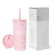 Simple Modern Insulated Tumbler with Lid and Straw | Iced Coffee Cup Reusable Stainless Steel Water Bottle Travel Mug | Gifts for Women Men Her Him | Classic Collection | 24oz | Midnight Black