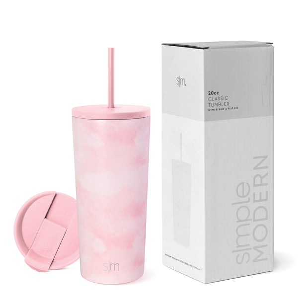 Simple Modern Insulated Tumbler with Lid and Straw | Iced Coffee Cup Reusable Stainless Steel Water Bottle Travel Mug | Gifts for Women Men Her Him | Classic Collection | 24oz | Midnight Black