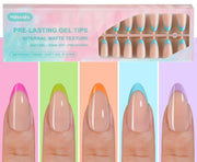 Misssix French Gel Nail Tips, 150Pcs French Tip Press on Nails Long Square Design, No Need to File Tips Pre-lasting, Fake Nails for Nail Art DIY 15 Sizes