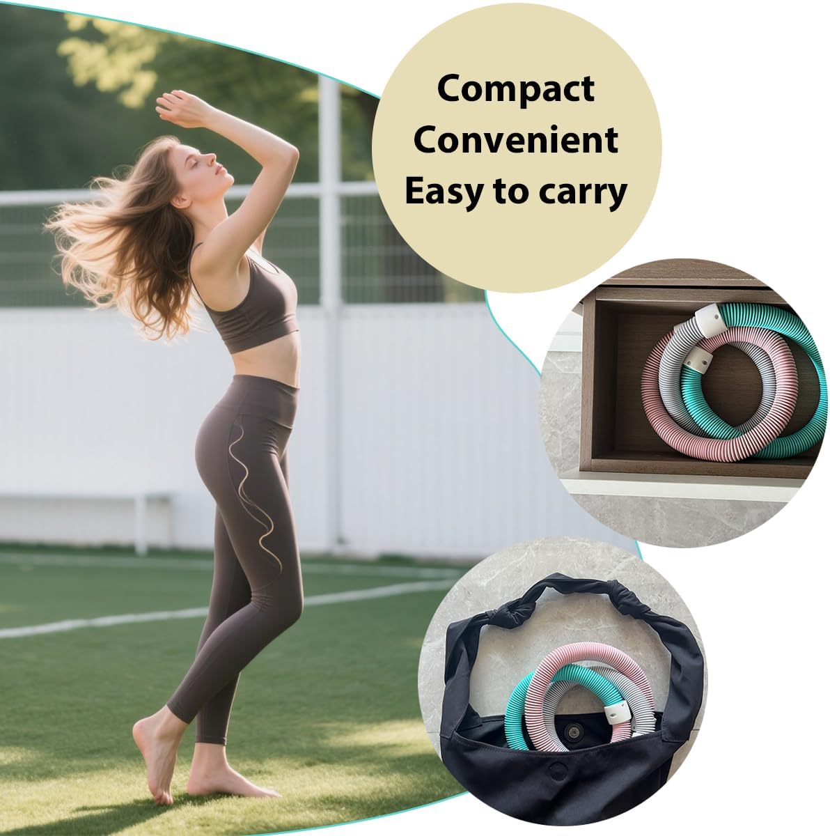 3.3lb Soft Weighted Hula Hoop | Foldable & Adjustable 38"-43" for Adults | Gentle No-Bruise Design, Waist Trainer for Weight Loss | Portable Exercise Ring, Home/Gym/Outdoor