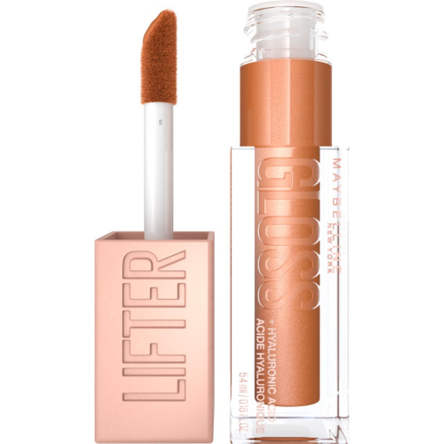 Maybelline Lifter Gloss, Hydrating Lip Gloss with Hyaluronic Acid, Ice, Pink Neutral, 0.18 Ounce