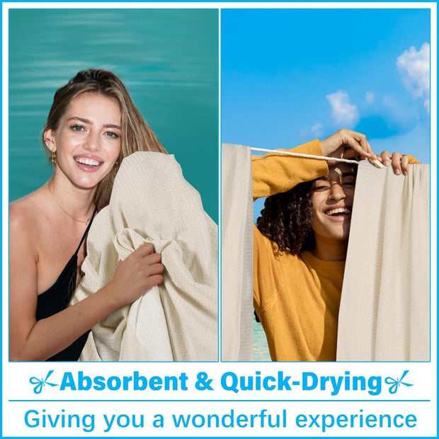 Oversized Turkish Beach Towel Blanket XXL Cotton Sandproof Towels Boho Woven Extra Large Big Sand Free Giant Throw Thick Blankets Huge Quilt XL Picnic Camping Necessities Cloud For Adult Gifts Beige