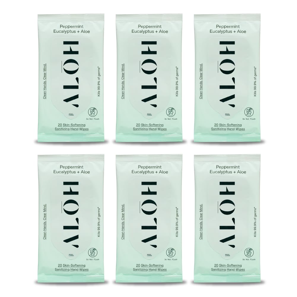 ALŌH Sweet Orange Bergamot + Aloe Sanitizing Hand Wipes - Clean Hands, Clear Mind - On The Go Hand Sanitizing Wipes for Kids and Adults - Travel Size 3 Pack 20ct Wipes (60 wipes)