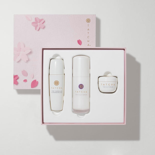 Tatcha Nourishing Care Set for Softer, Firmer-Looking Skin | Mini Silk Cream, Mini Camellia Cleansing Oil, and Full Size Silk Serum ($150 Value)