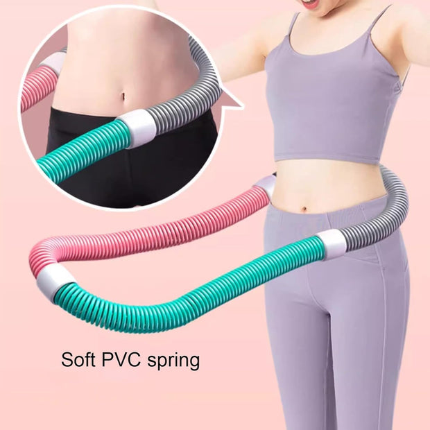 Weighted Soft Hula Circle for Adults, Foldable Fitness Hoop, Portable Slimming Exercise Equipment with No Waist Damage Spring Design for Home and Travel