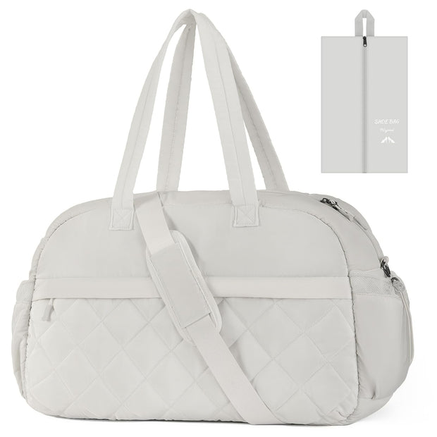 Quilted Puffer Duffle Bag for Women, Gym Bag Women, Ultra Lightweight Weekender Bags for Travel, Brown TILYMOL