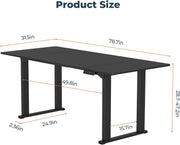 4 Legs Standing Desk, Large 79x31 Inches Electric Adjustable Height Desk with Splice Board, Stand Up Desk Home Office Computer Workstation, Black