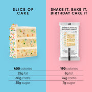 TRUBAR Vegan Protein Bar, Shake it Bake it Birthday Cake it, Gluten Free, Plant Based Protein, Dairy Free, Non GMO, Soy Free, No Sugar Alcohols, 12G Protein, 12G Fiber, 23G Carb, On the Go Snack Bars, 12 ct