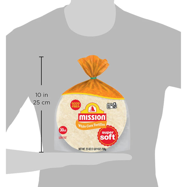 Mission White Corn Tortillas, Small Soft Taco Size, 30 Count, Gluten Free, Trans Fat Free