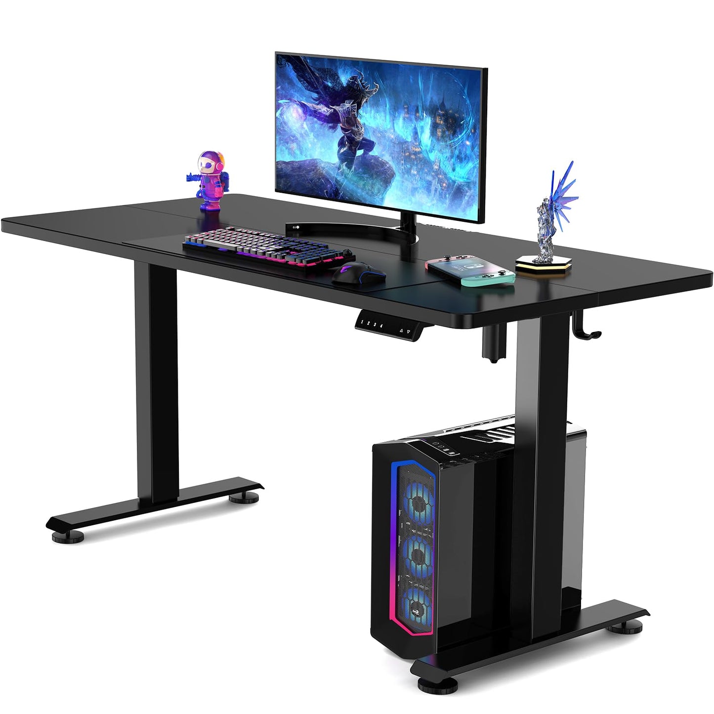 Veken 55 Inch Large Electric Standing Desk, 4 Memory Heights Adjustable,Sit to Stand Up, Work Home Office Computer Table for Study, Walking Pad, Writing, and Games, Wooden Desktop Desks, White