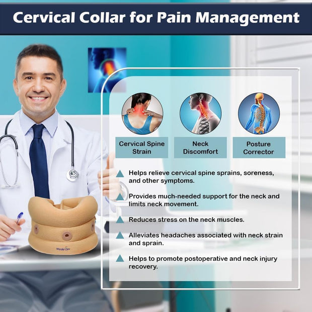 Wonder Care Neck Brace for Sleeping Cervical Collar Adjustable Neck Support Brace Relief Cervical Spine Pressure Ideal for Travel, Office Workers & Neck Injury Recovery, X-Large