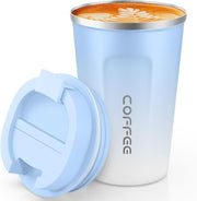 Travel coffee mugs leak-proof, reusable coffee cups with lids, stainless steel vacuum thermos coffee tumblers,thermal insulation cups for men and women keep hot & cold drinks(2nd-Black, 12OZ)