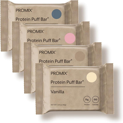 ProMix Nutrition Protein Puff Bars - Variety Pack - Vanilla, Chocolate, Strawberry, Blueberry - Marshmallow Crispy Treat - High Protein & Low Calorie - 12 Bars