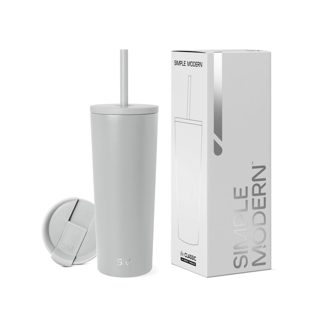 Simple Modern Insulated Tumbler with Lid and Straw | Iced Coffee Cup Reusable Stainless Steel Water Bottle Travel Mug | Gifts for Women Men Her Him | Classic Collection | 24oz | Midnight Black