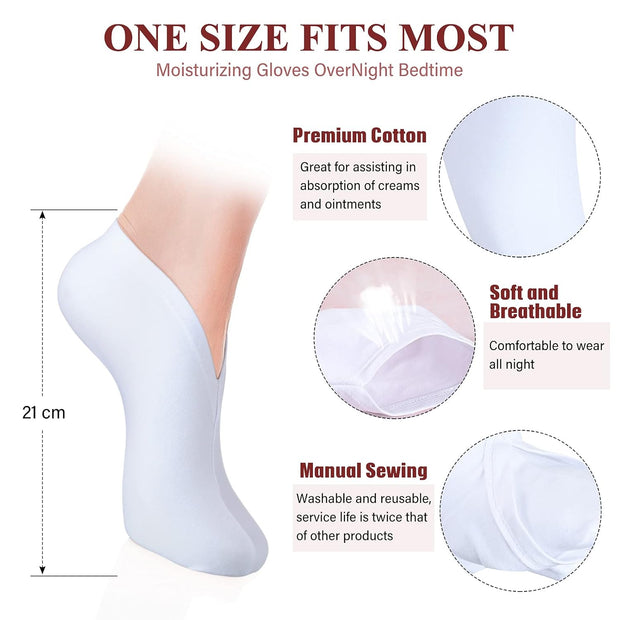 5 Pairs Moisturizing Socks Overnight Spa Socks for Dry Feet, Moisture Enhancing Socks, Cosmetic Moisturizing Socks for Women and Men, White